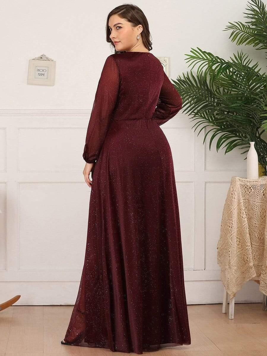 Luxury Maroon Wrap Maxi Gown for Women | Evening Party & Cocktail Dress