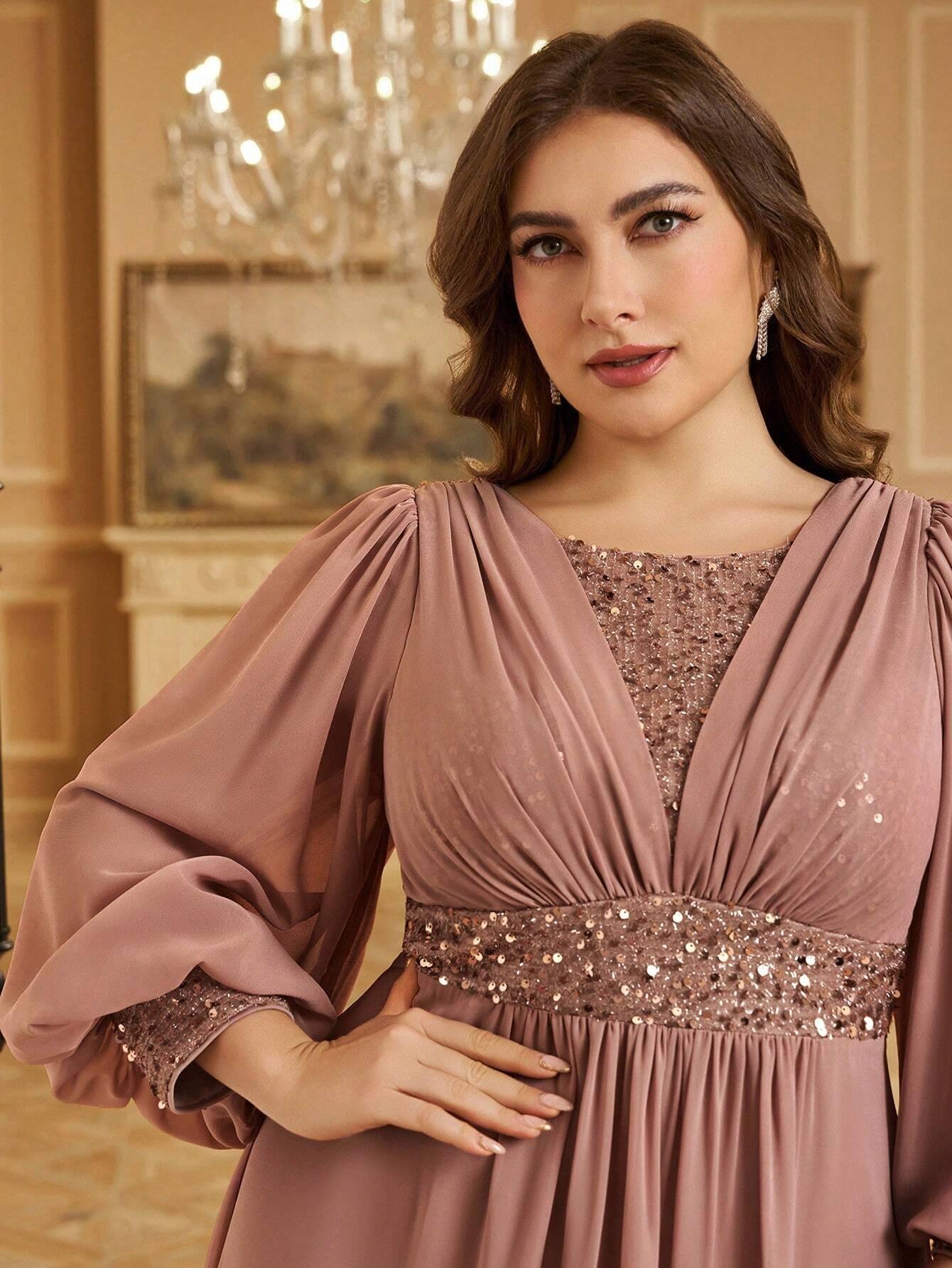 Pink Elegant Shimmer Evening Gown for Women | Formal & Party Wear Dress