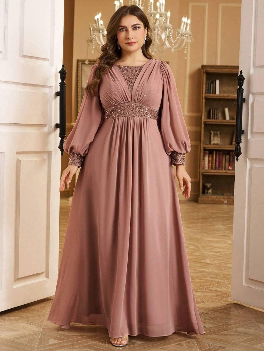 Pink Elegant Shimmer Evening Gown for Women | Formal & Party Wear Dress