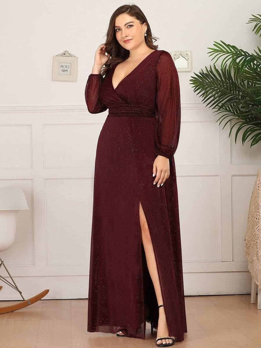 Luxury Maroon Wrap Maxi Gown for Women | Evening Party & Cocktail Dress