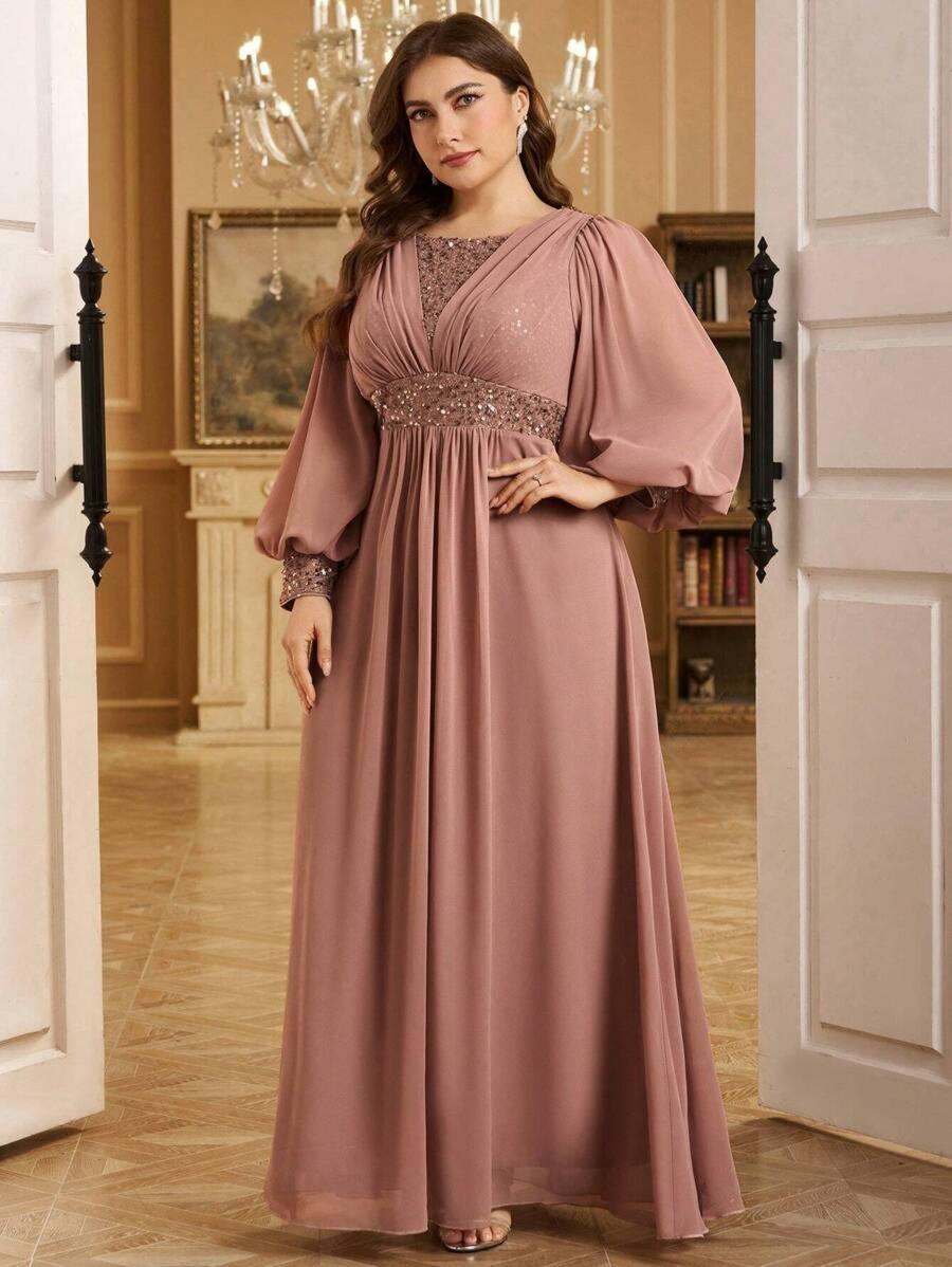 Pink Elegant Shimmer Evening Gown for Women | Formal & Party Wear Dress