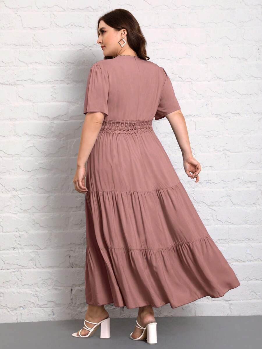 Elegant Maroon Detail Maxi Dress for Women | Party & Casual Wear