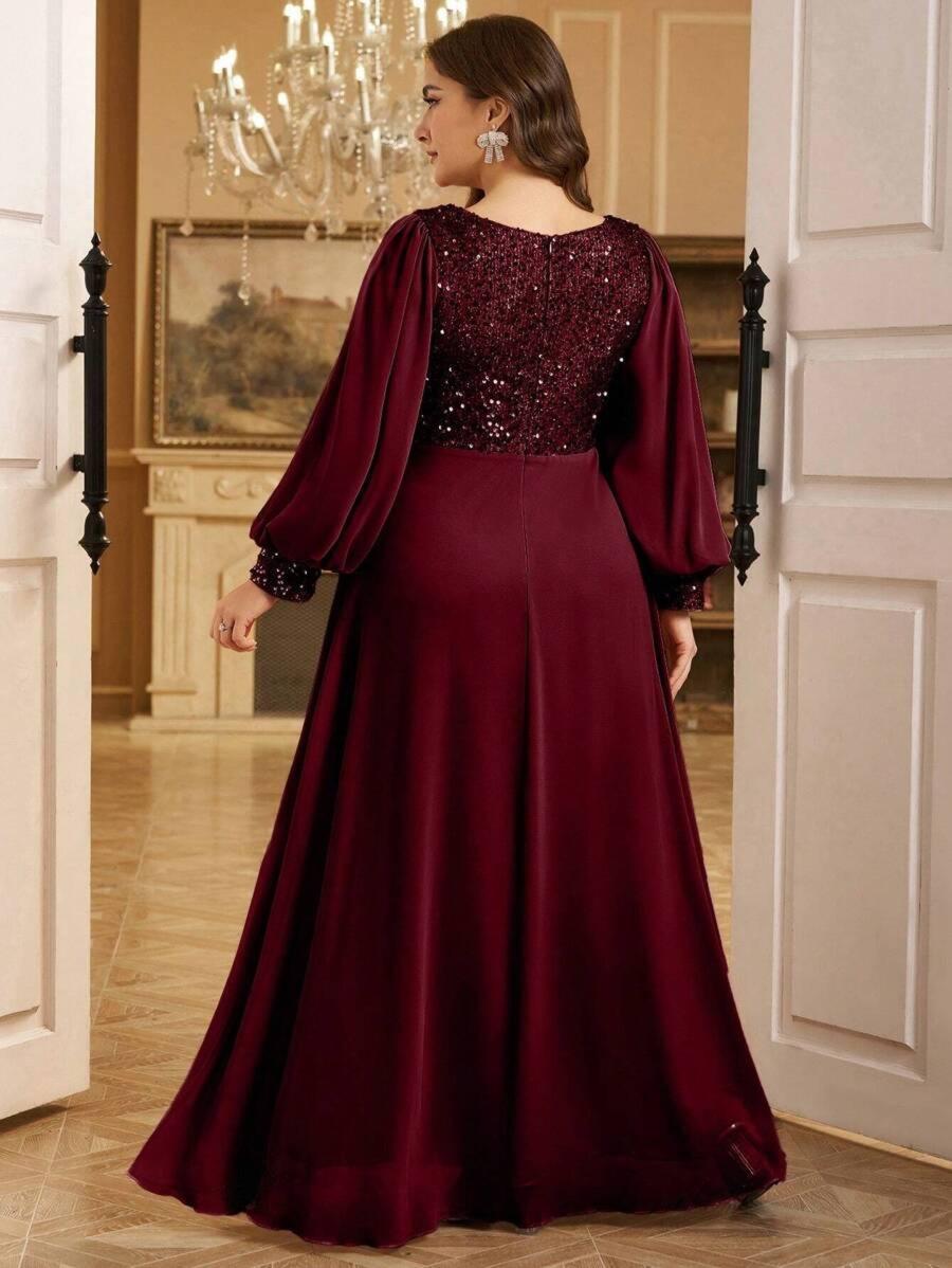 Maroon Elegant Shimmer Evening Gown for Women | Formal & Party Wear Dress