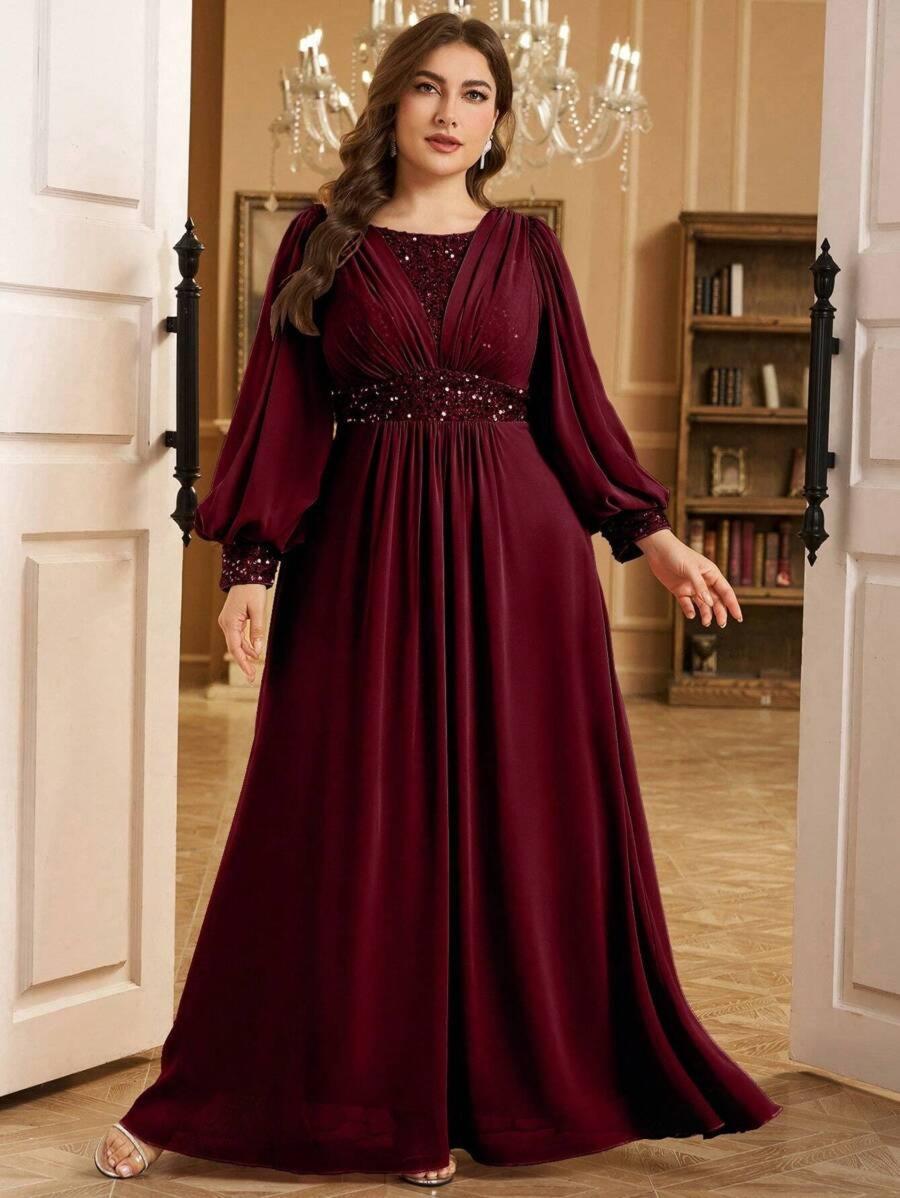Maroon Elegant Shimmer Evening Gown for Women | Formal & Party Wear Dress