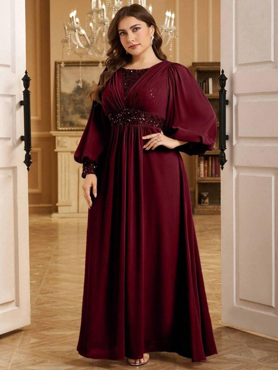 Maroon Elegant Shimmer Evening Gown for Women | Formal & Party Wear Dress