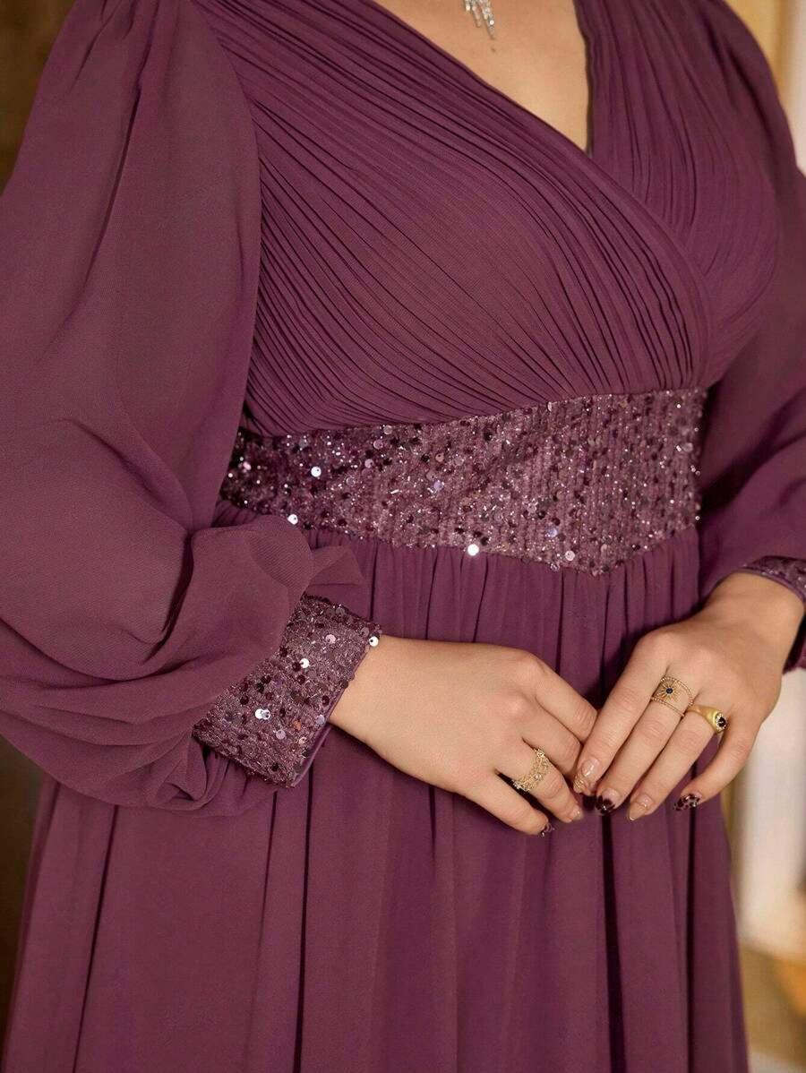 Dusty Mauve Elegant Chiffon Maxi Gown for Women | Evening Party & Special Occasion Wear