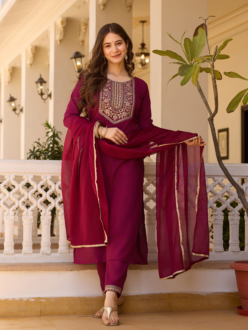Royal Maroon Kurti Suit Set