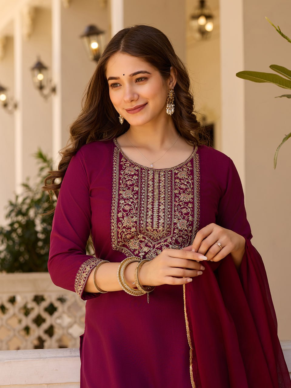 Royal Maroon Kurti Suit Set