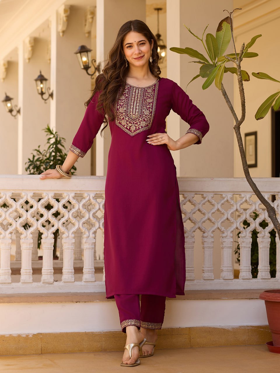 Royal Maroon Kurti Suit Set
