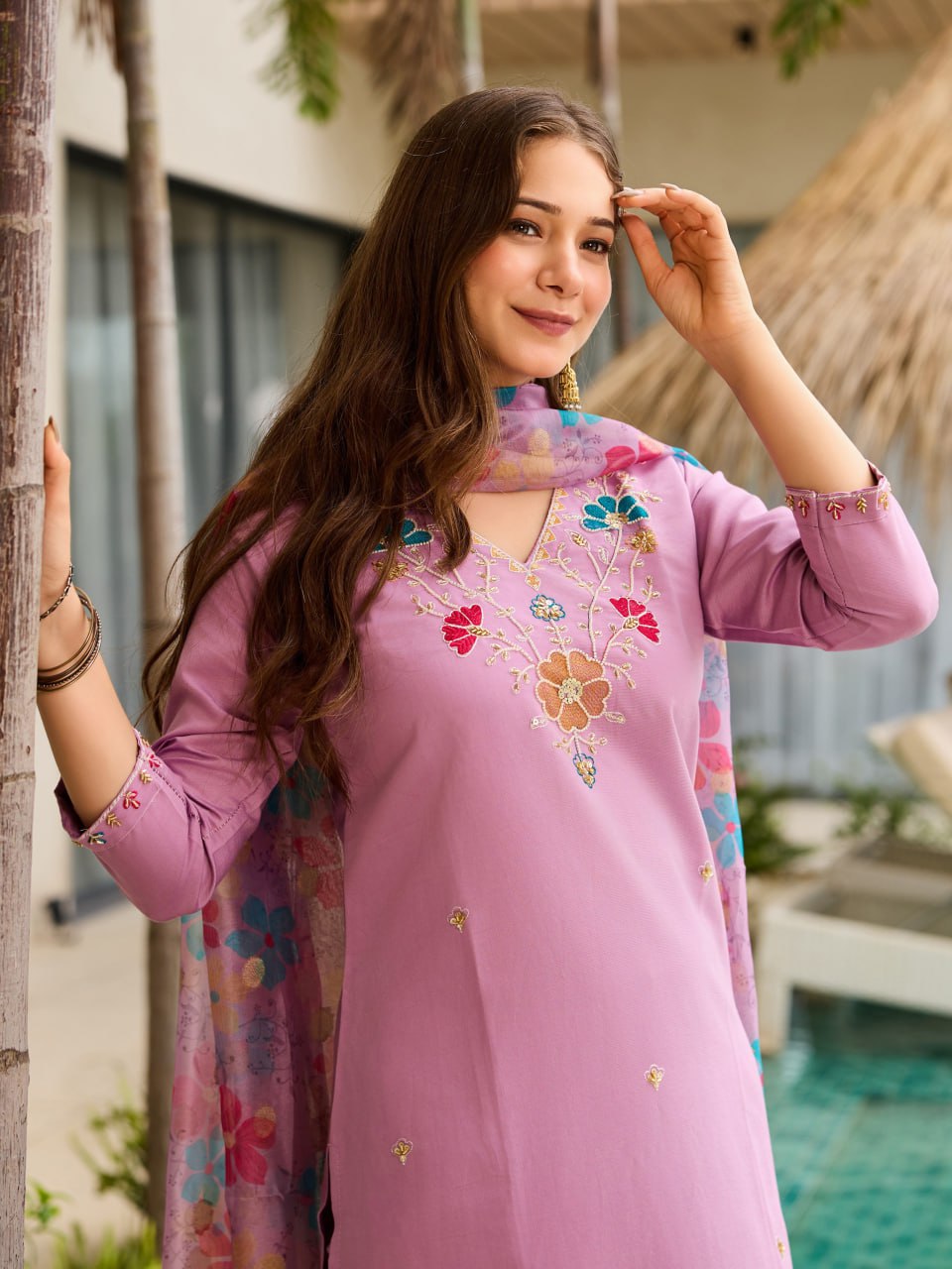 Pink Aura Embroidered Festive Kurta Set with Dupatta