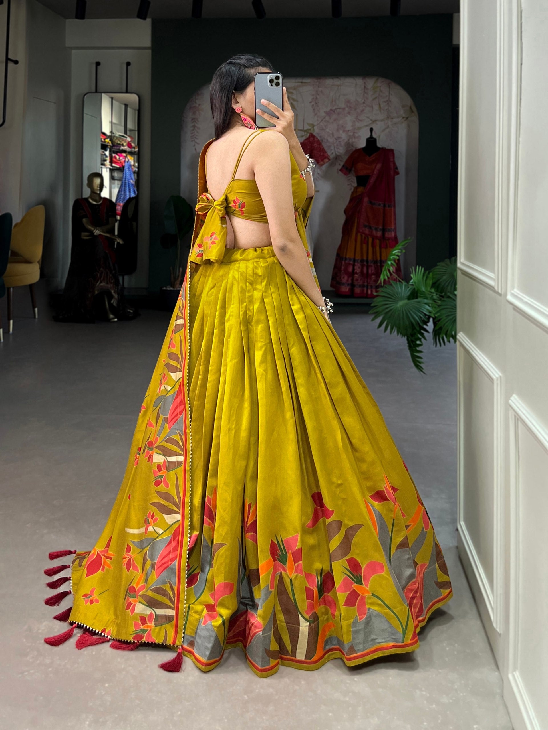 Royal Yellow Printed Lehenga Set with Designer Blouse & Dupatta