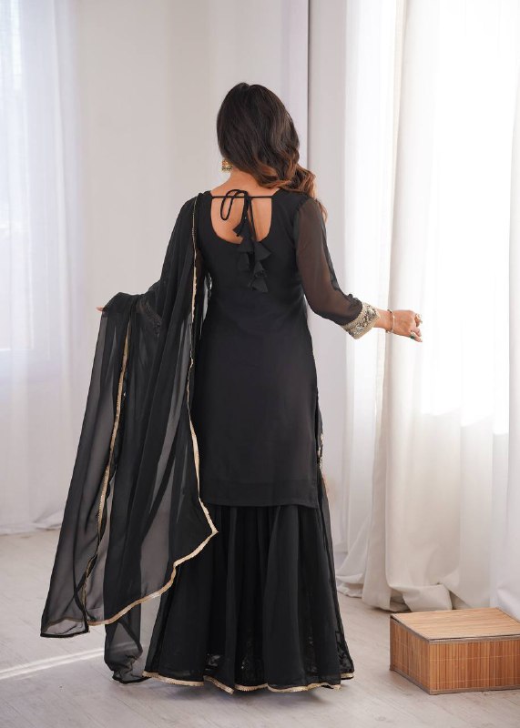 Elegant Black Palazzo Set with Dupatta – Stylish Party & Festive Wear for Women