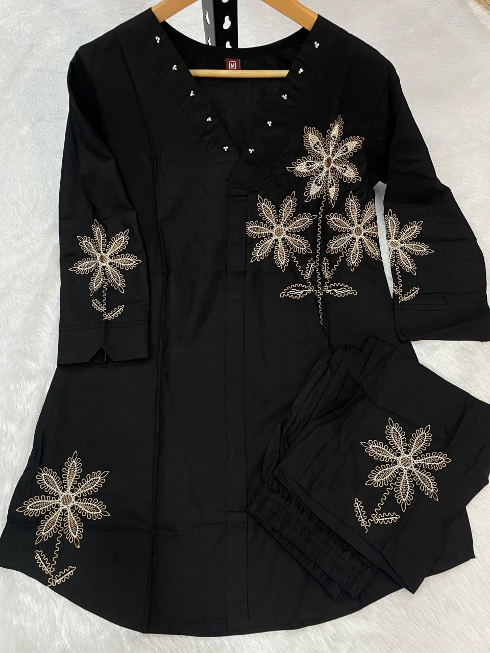 Luxury Black Embroidered Co-Ord Set for Women – Elegant Party & Casual Wear