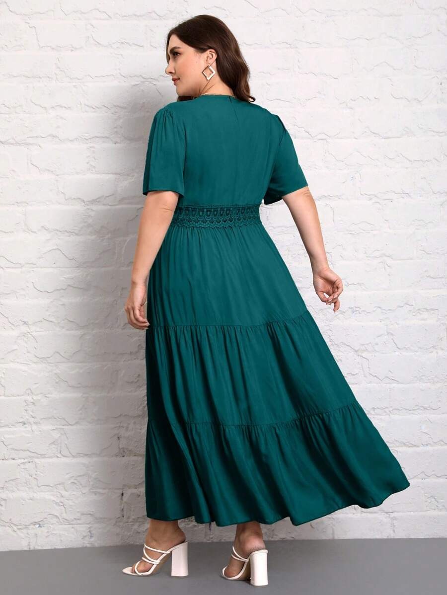Elegant Navy Lace Detail Maxi Dress for Women | Party & Casual Wear