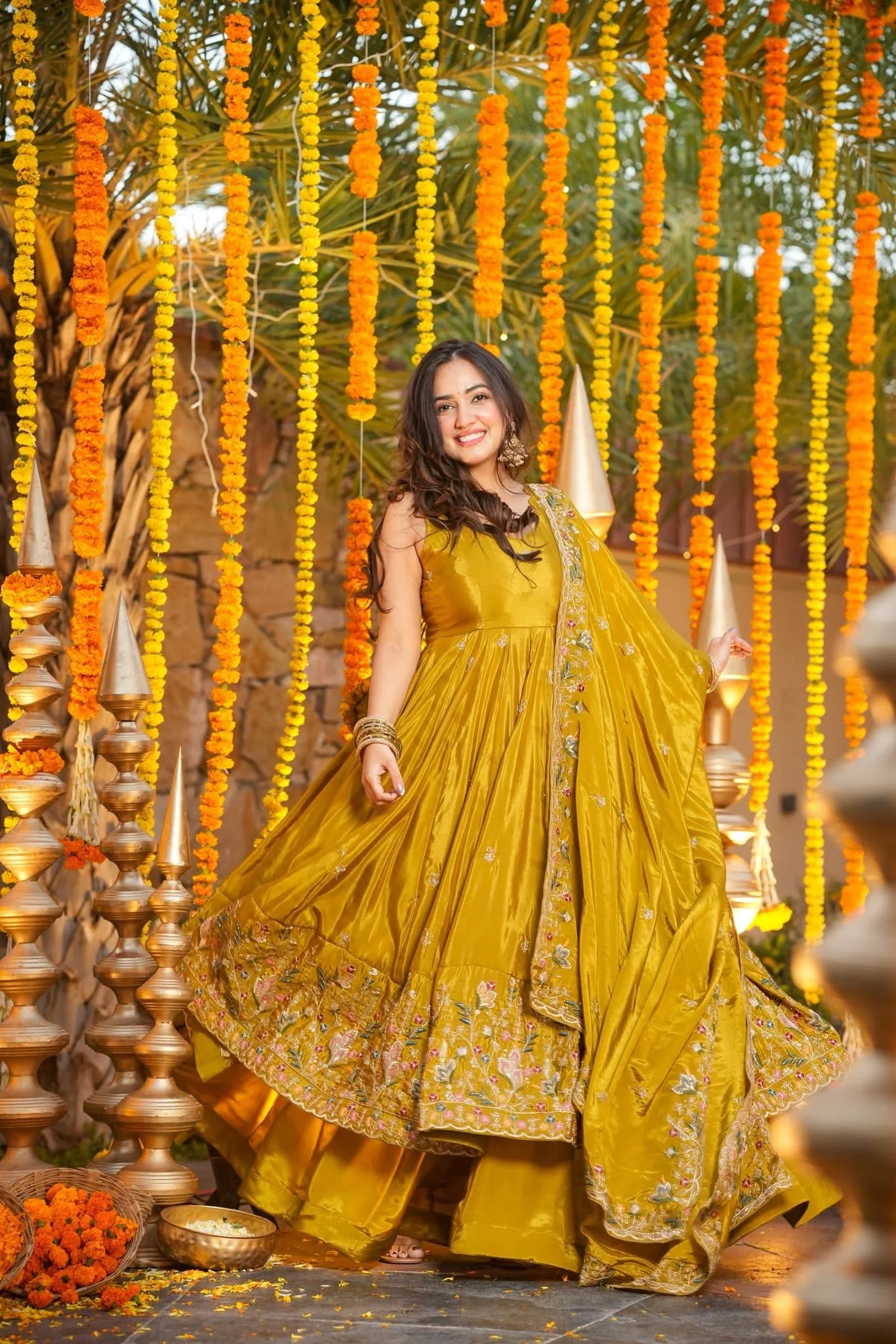 Luxury Heavy Silk Sequins Embroidered Gown Set with Palazzo & Dupatta – Festive & Wedding Wear for Women