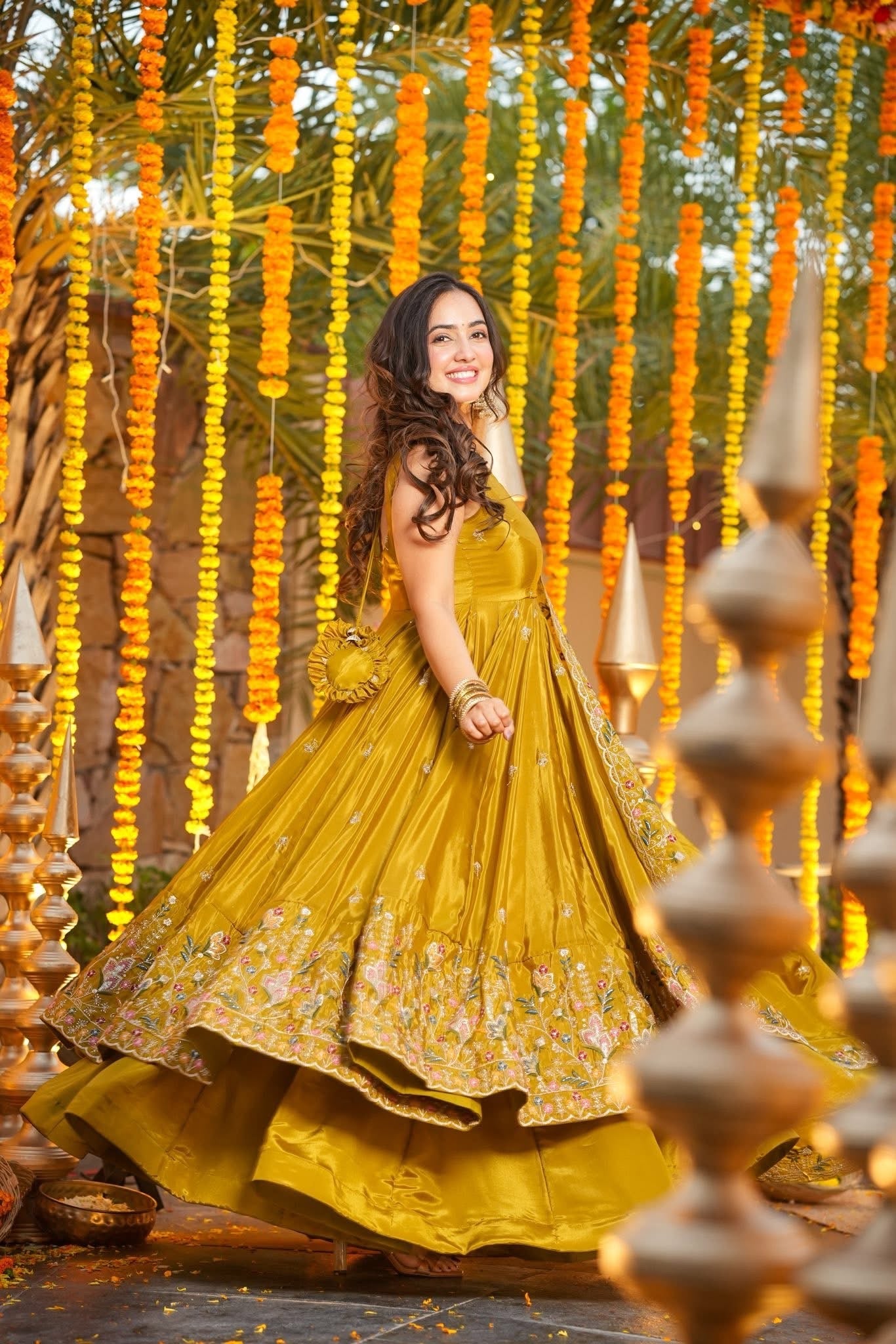 Luxury Heavy Silk Sequins Embroidered Gown Set with Palazzo & Dupatta – Festive & Wedding Wear for Women