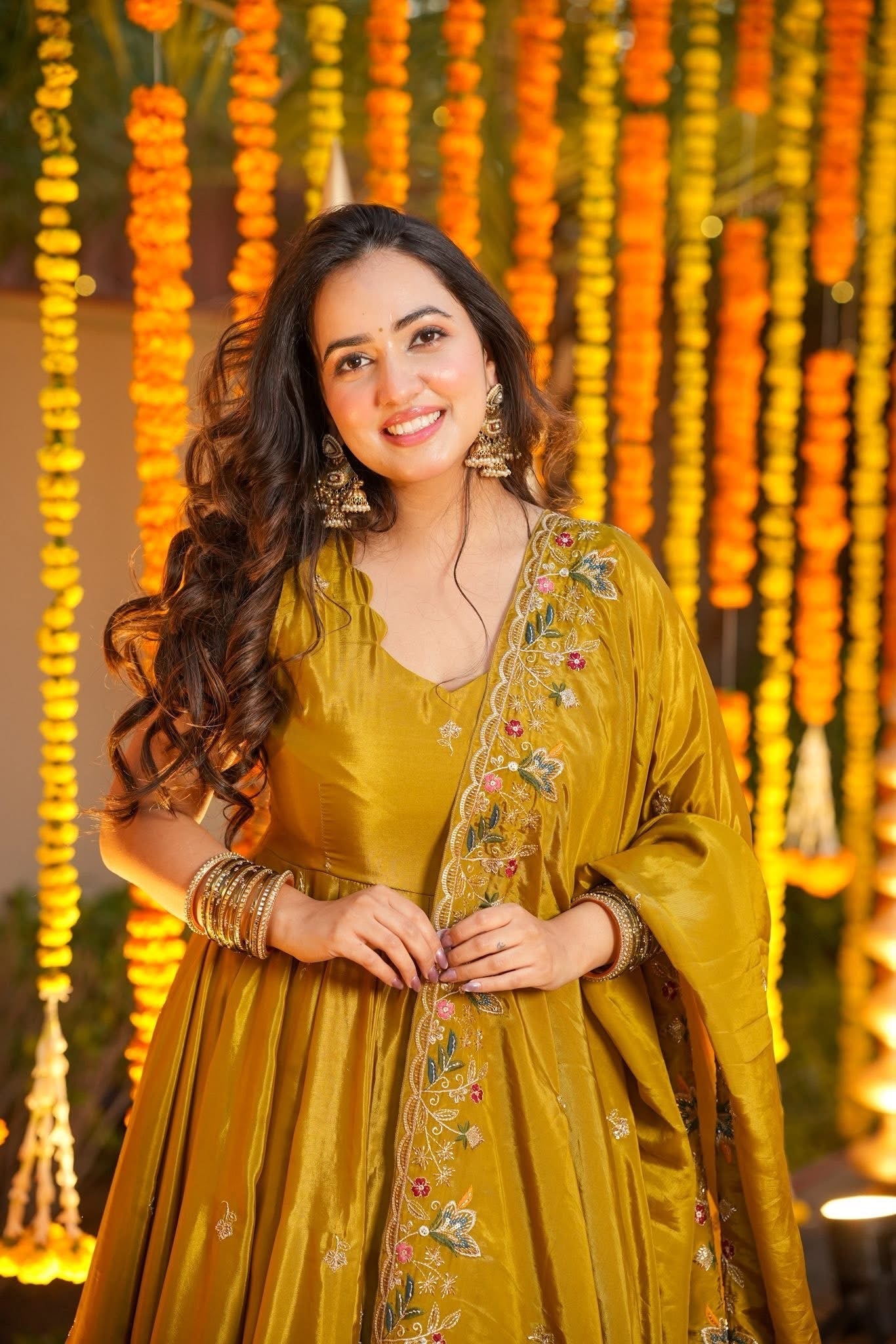 Luxury Heavy Silk Sequins Embroidered Gown Set with Palazzo & Dupatta – Festive & Wedding Wear for Women
