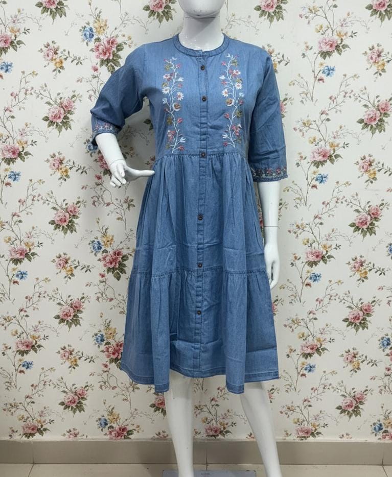 Blue Bliss Straight Fit Kurti Dress