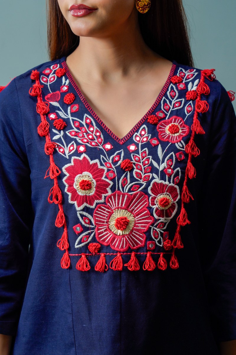 Royal Blue Ember Embroidered Co-Ord Set