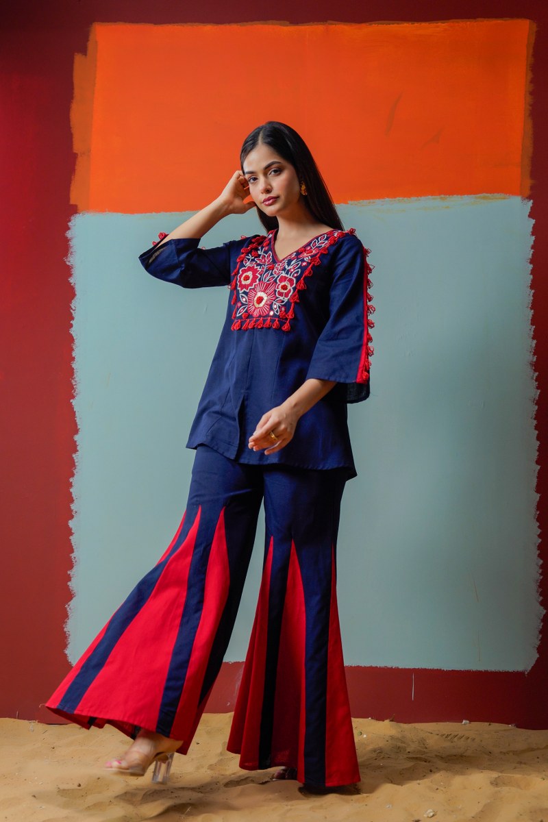 Royal Blue Ember Embroidered Co-Ord Set