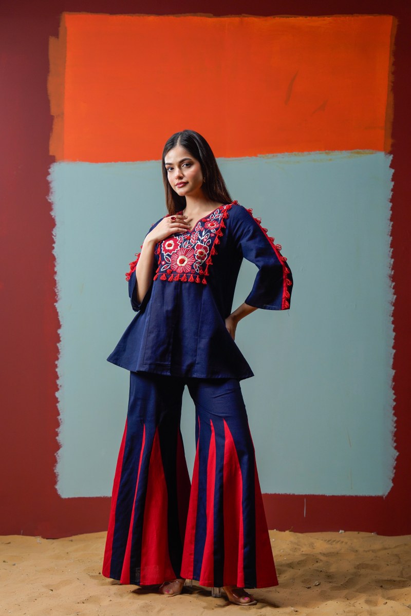 Royal Blue Ember Embroidered Co-Ord Set