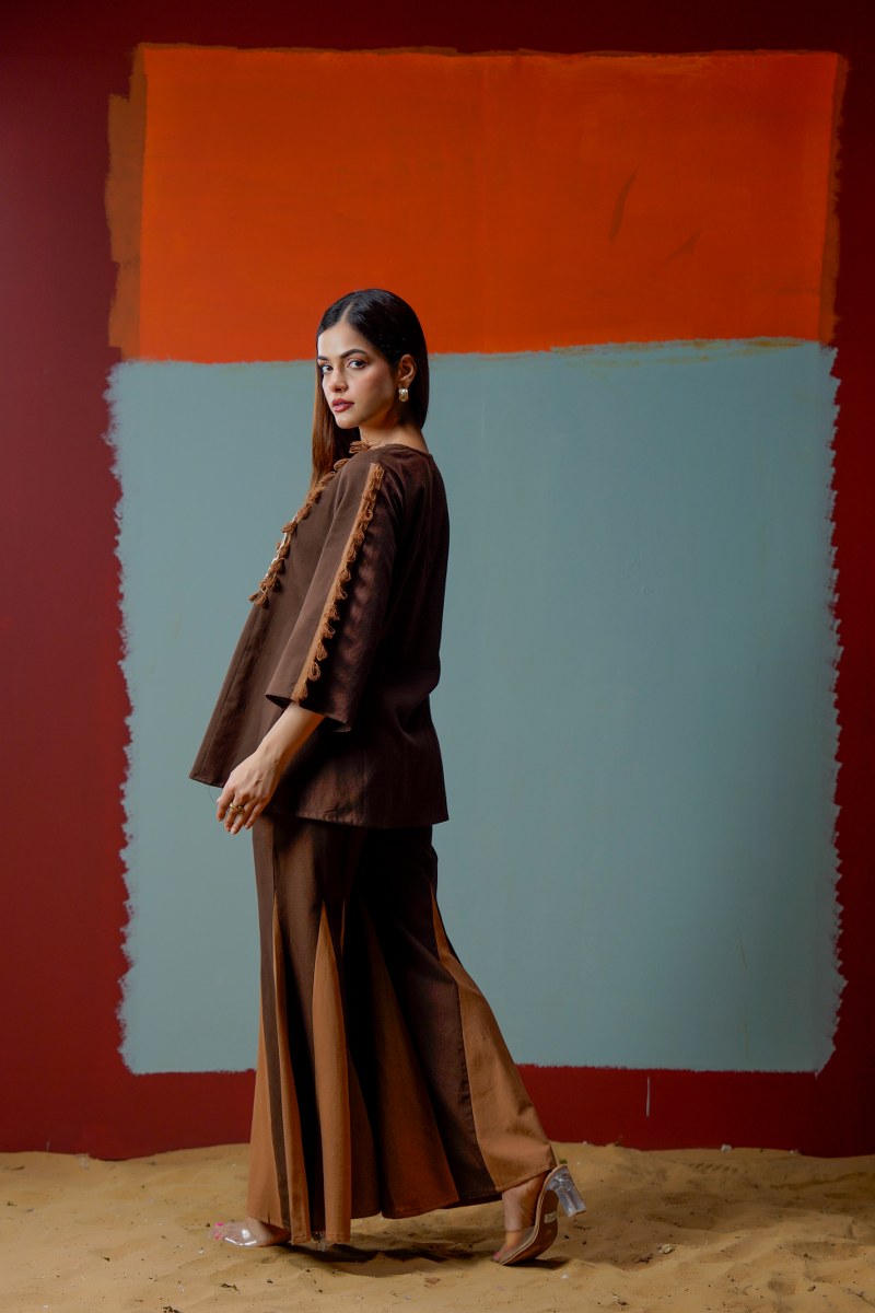 Royal choclatey Ember Embroidered Co-Ord Set