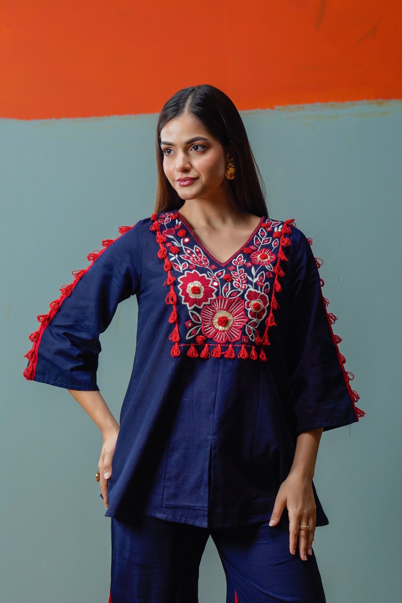 Royal Blue Ember Embroidered Co-Ord Set