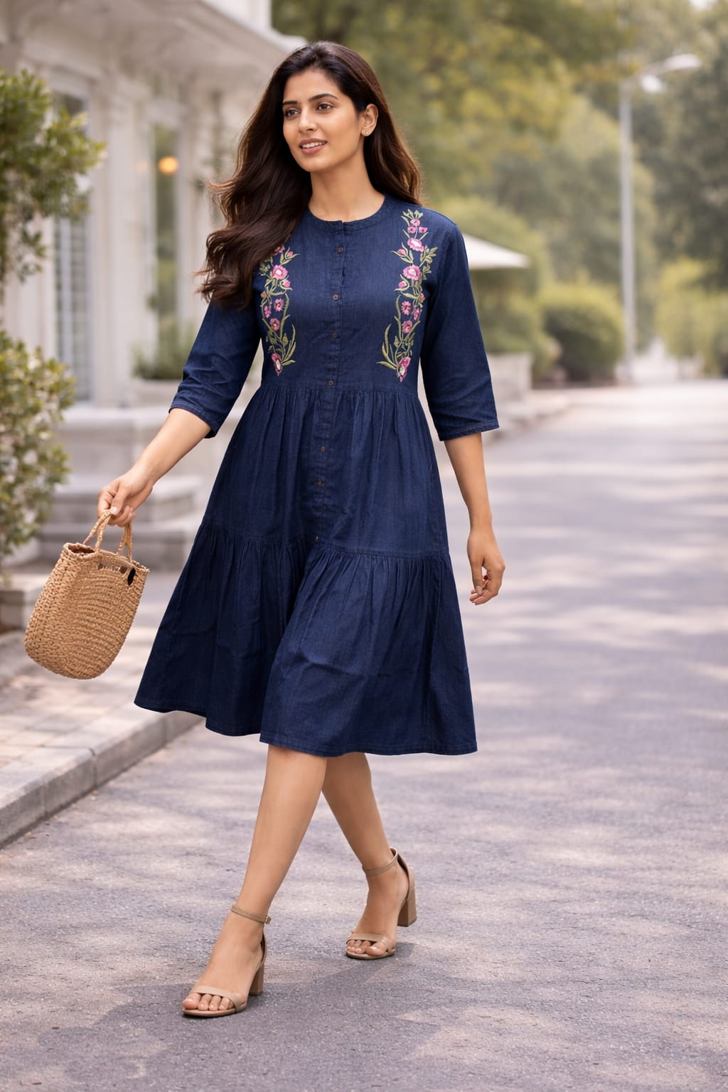 Subtle Blue Floral Everyday Dress