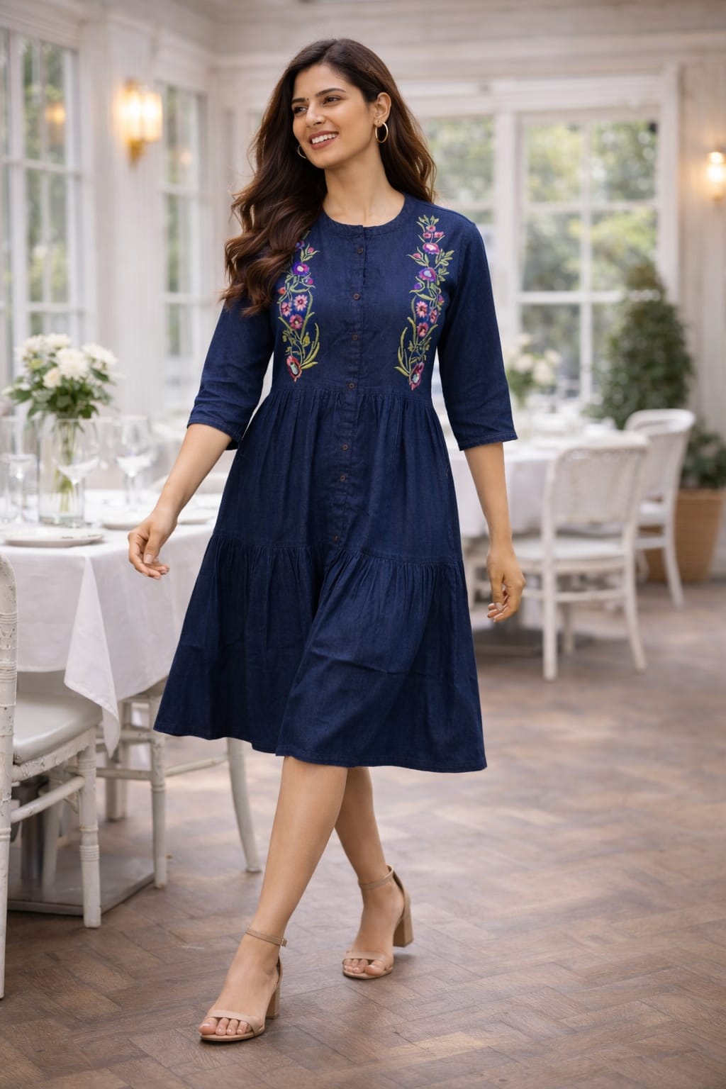 Subtle Blue Floral Everyday Dress