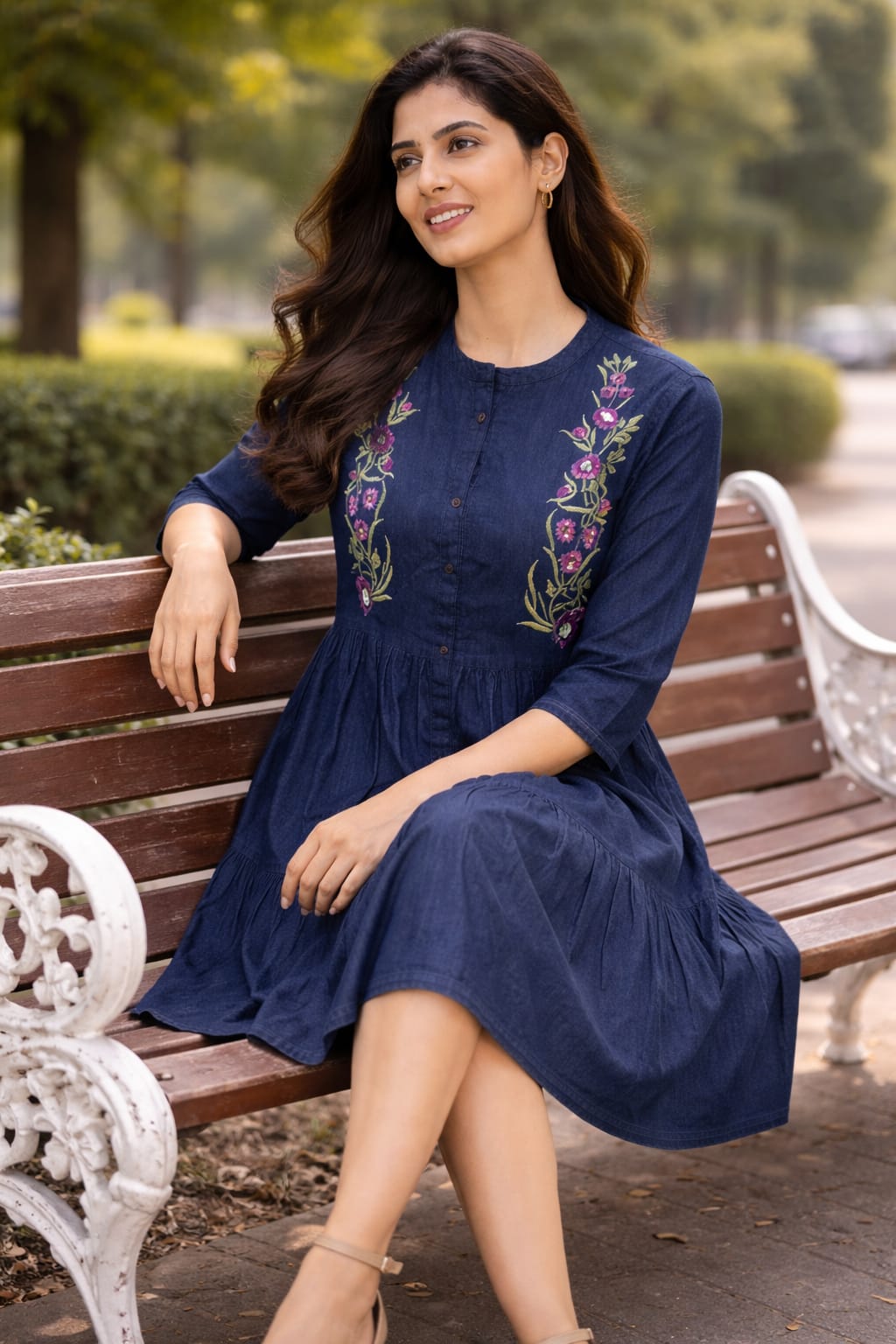 Subtle Blue Floral Everyday Dress