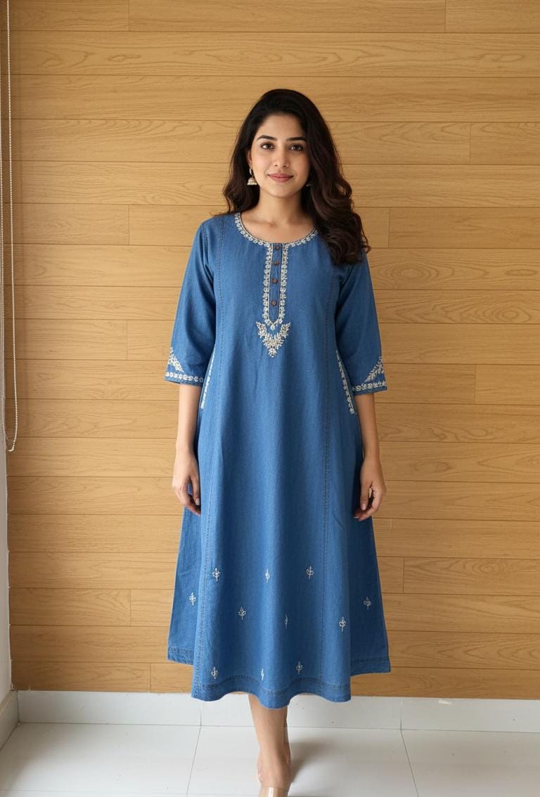 Minimal Indigo Ethnic Midi Dress