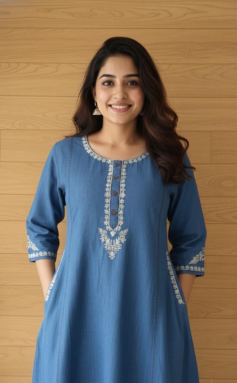 Minimal Indigo Ethnic Midi Dress