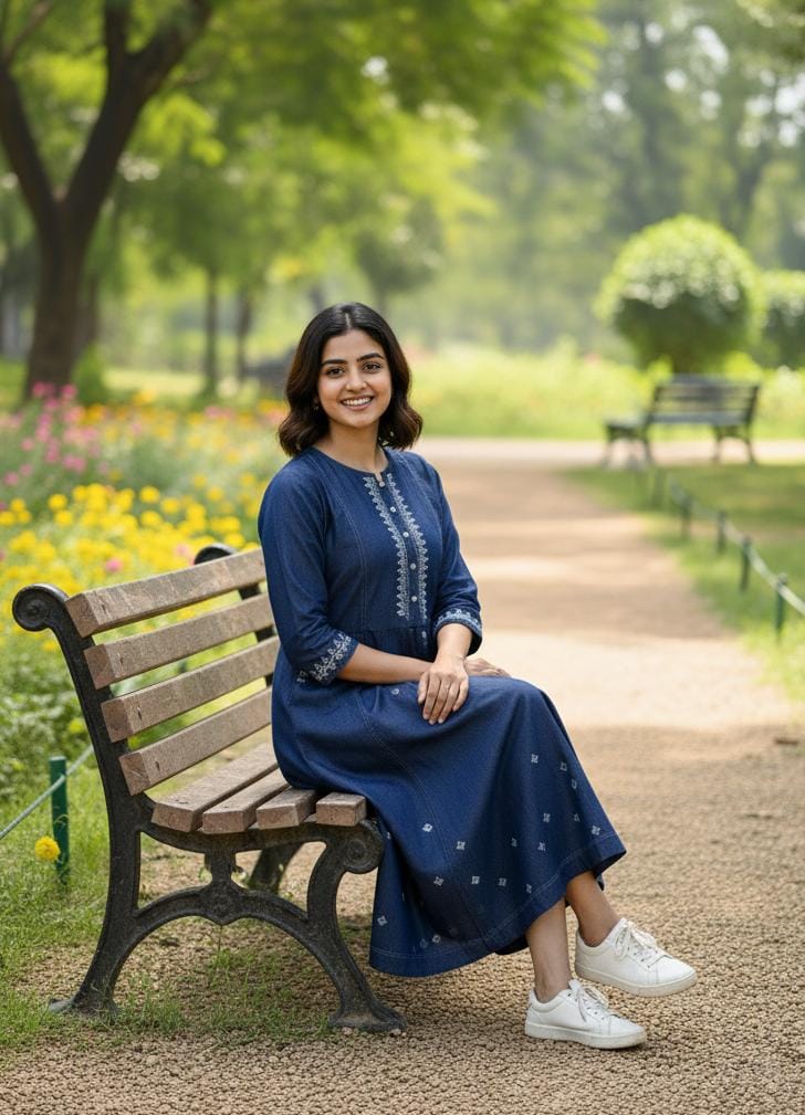 Blue Charm Embroidered Day Dress