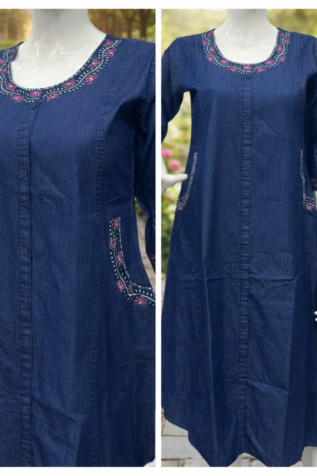 Everyday Blue Ethnic Button Dress