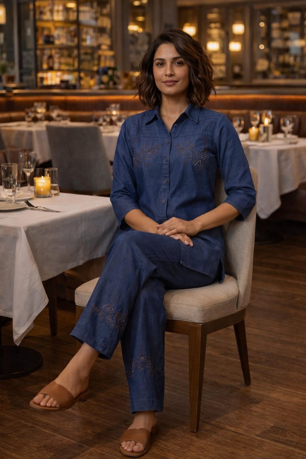 Everyday Blue Ethnic Button Dress
