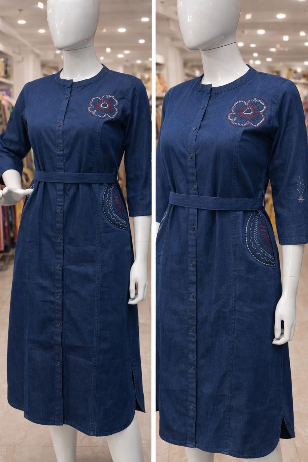 Azure Grace Embroidered Casual Kurti