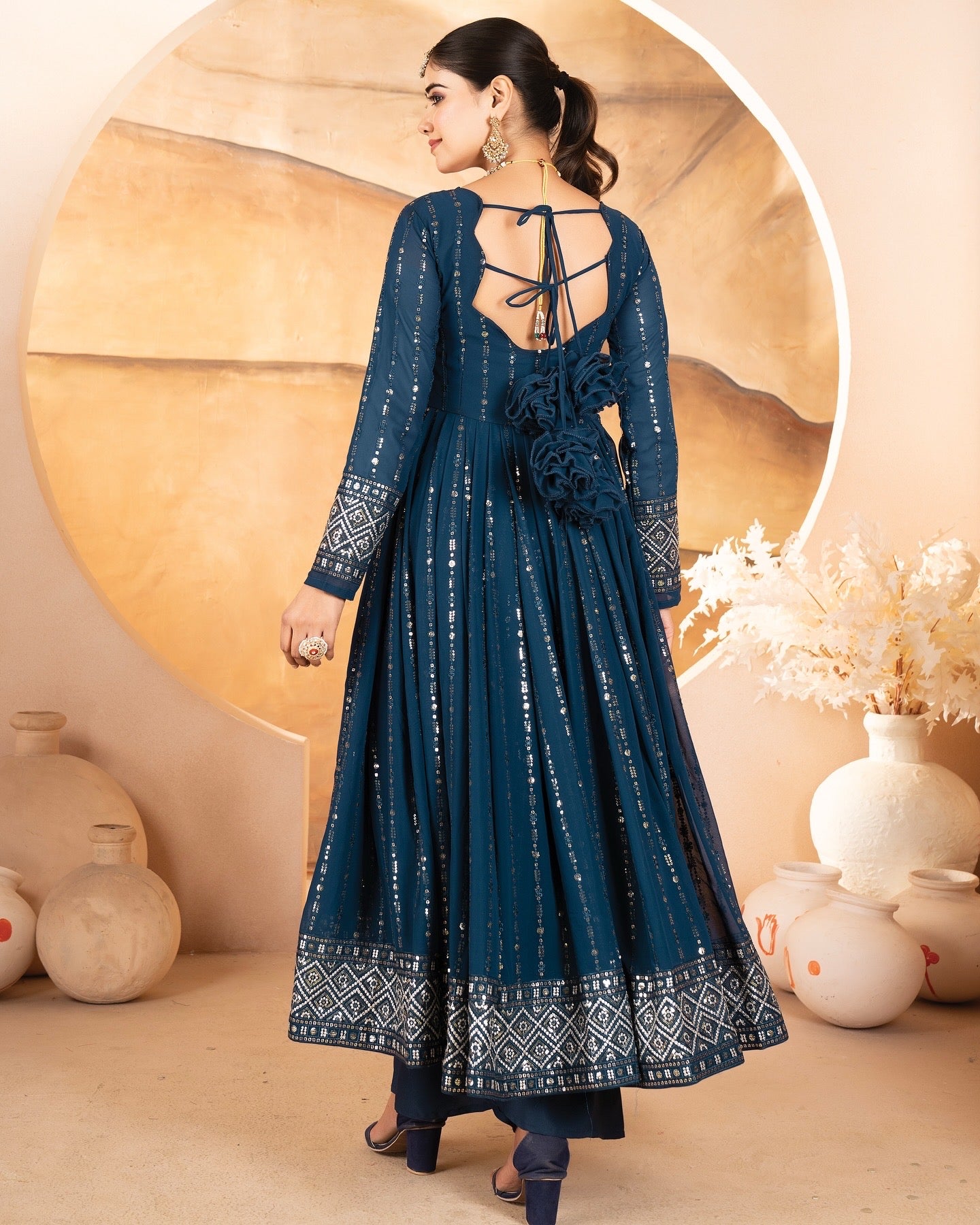 Royal Blue Embroidered Anarkali Gown