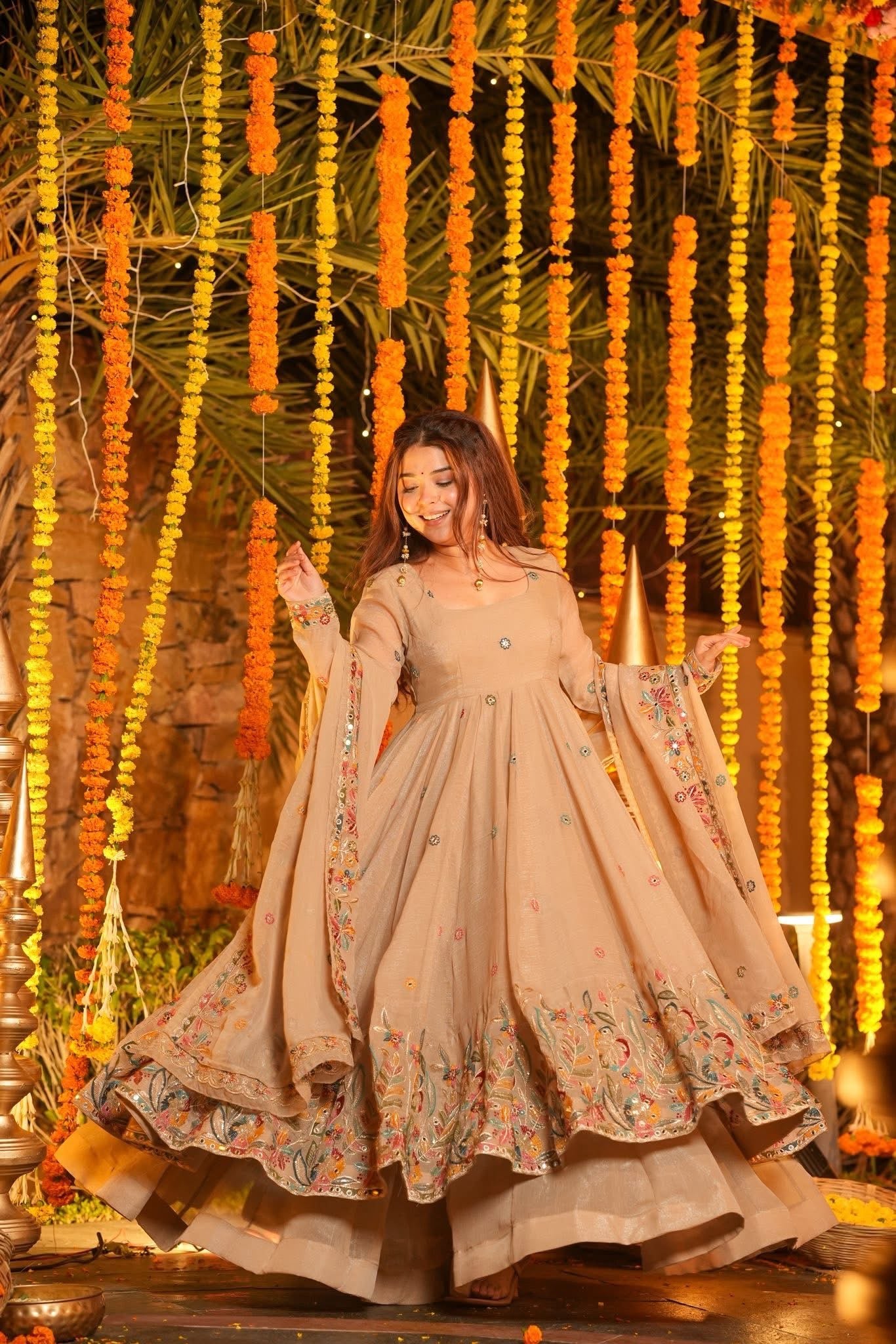 Classic Gray Heavy Work Anarkali Gown