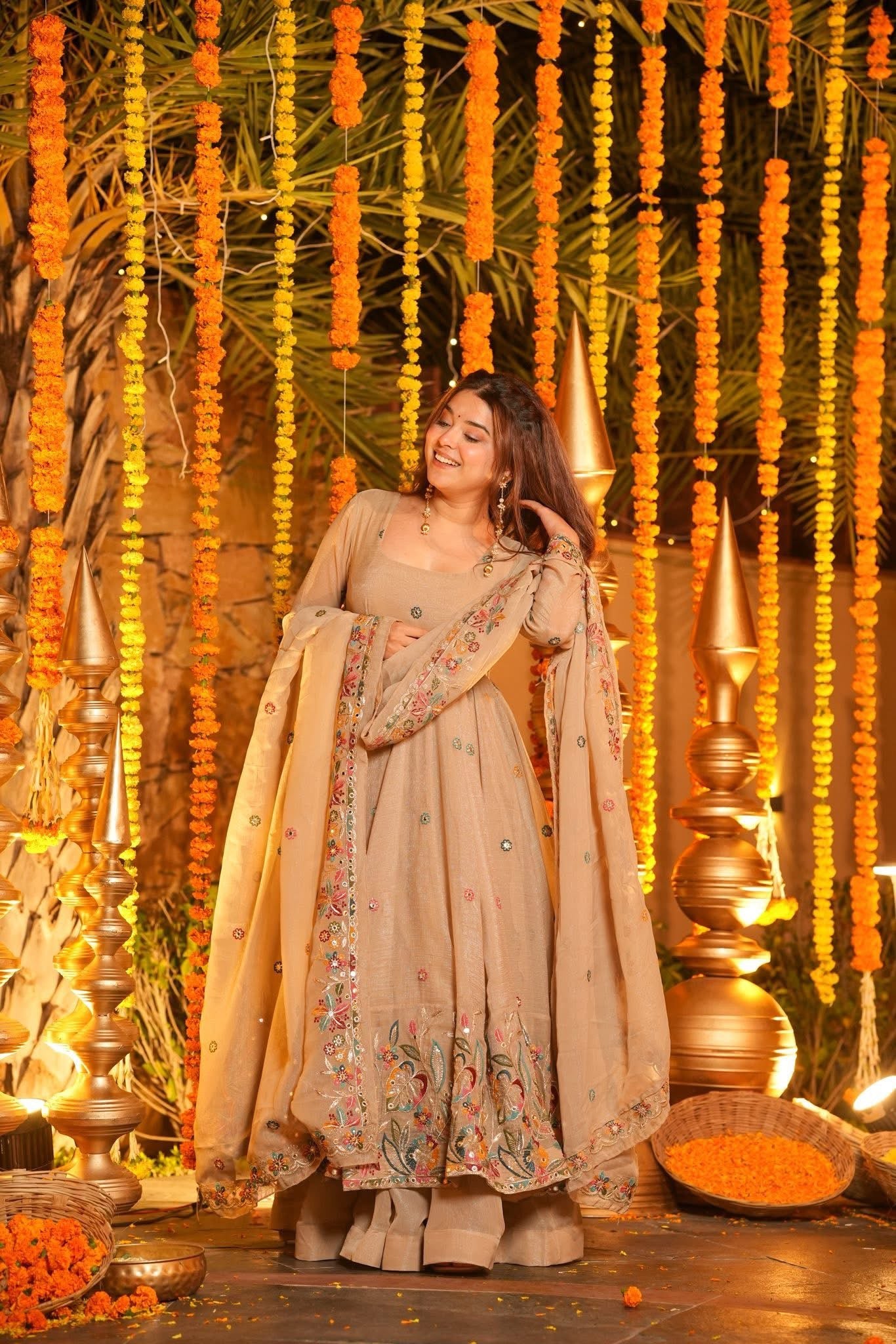 Classic Gray Heavy Work Anarkali Gown