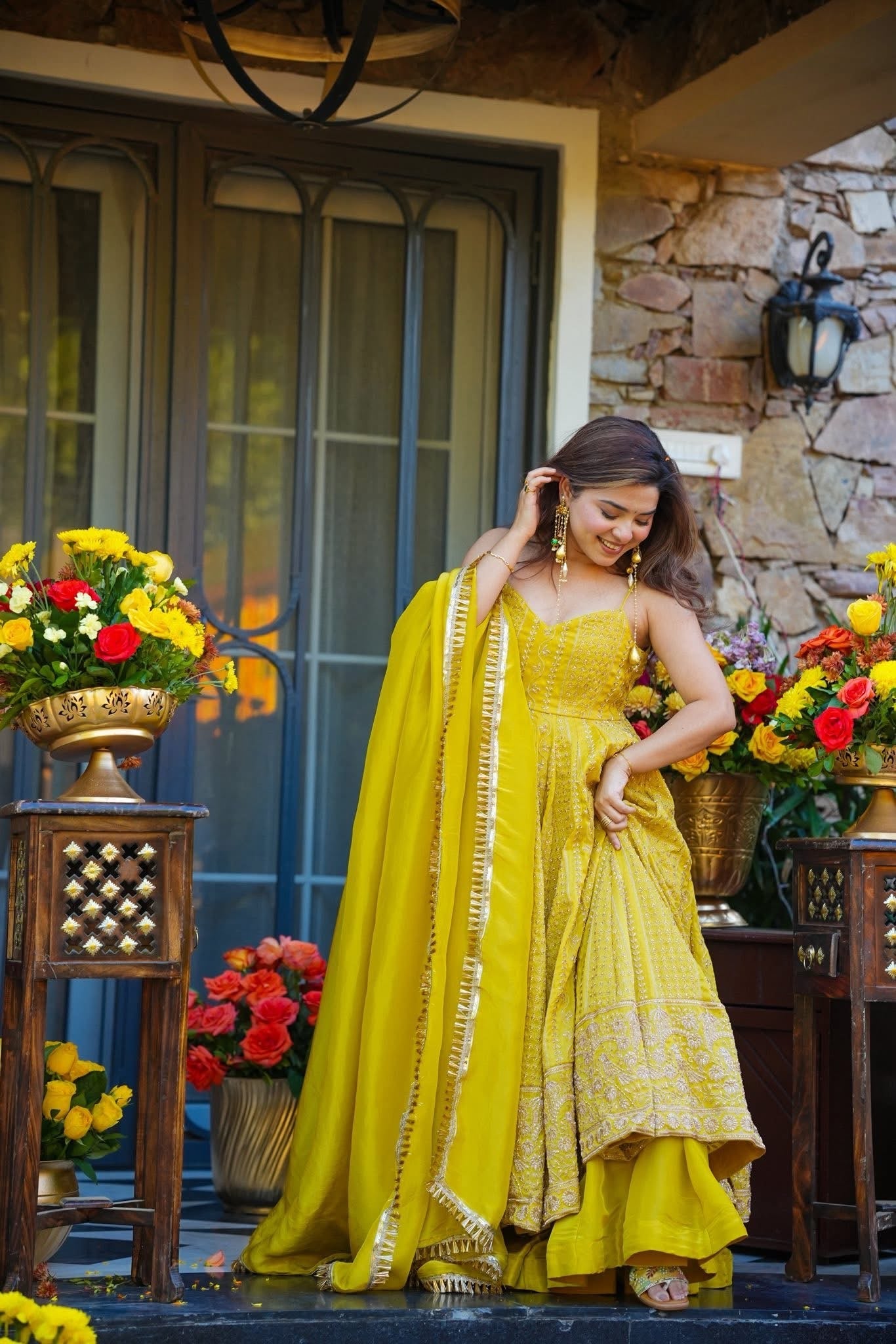 Royal Yellow Embroidered Anarkali Gown