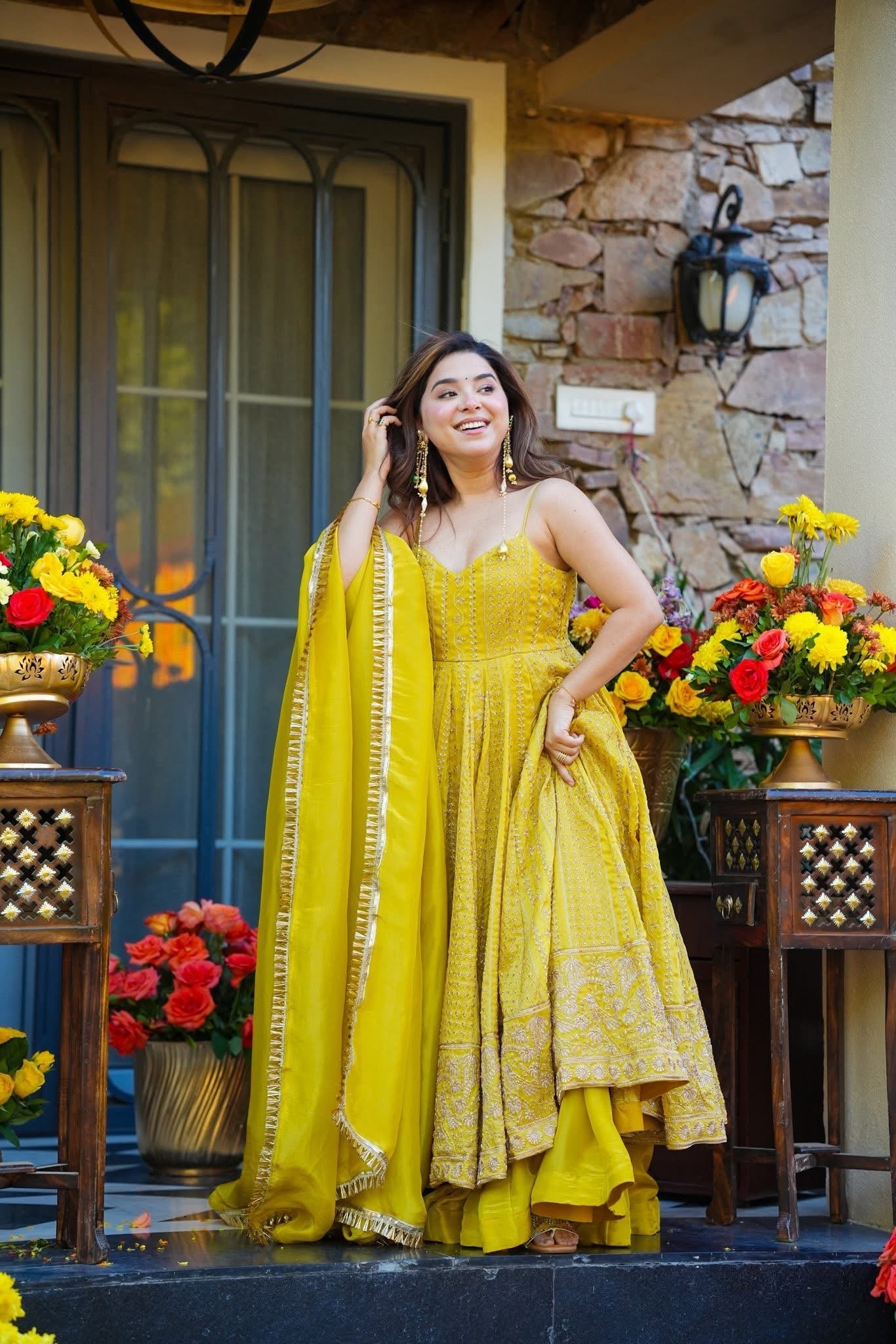 Royal Yellow Embroidered Anarkali Gown