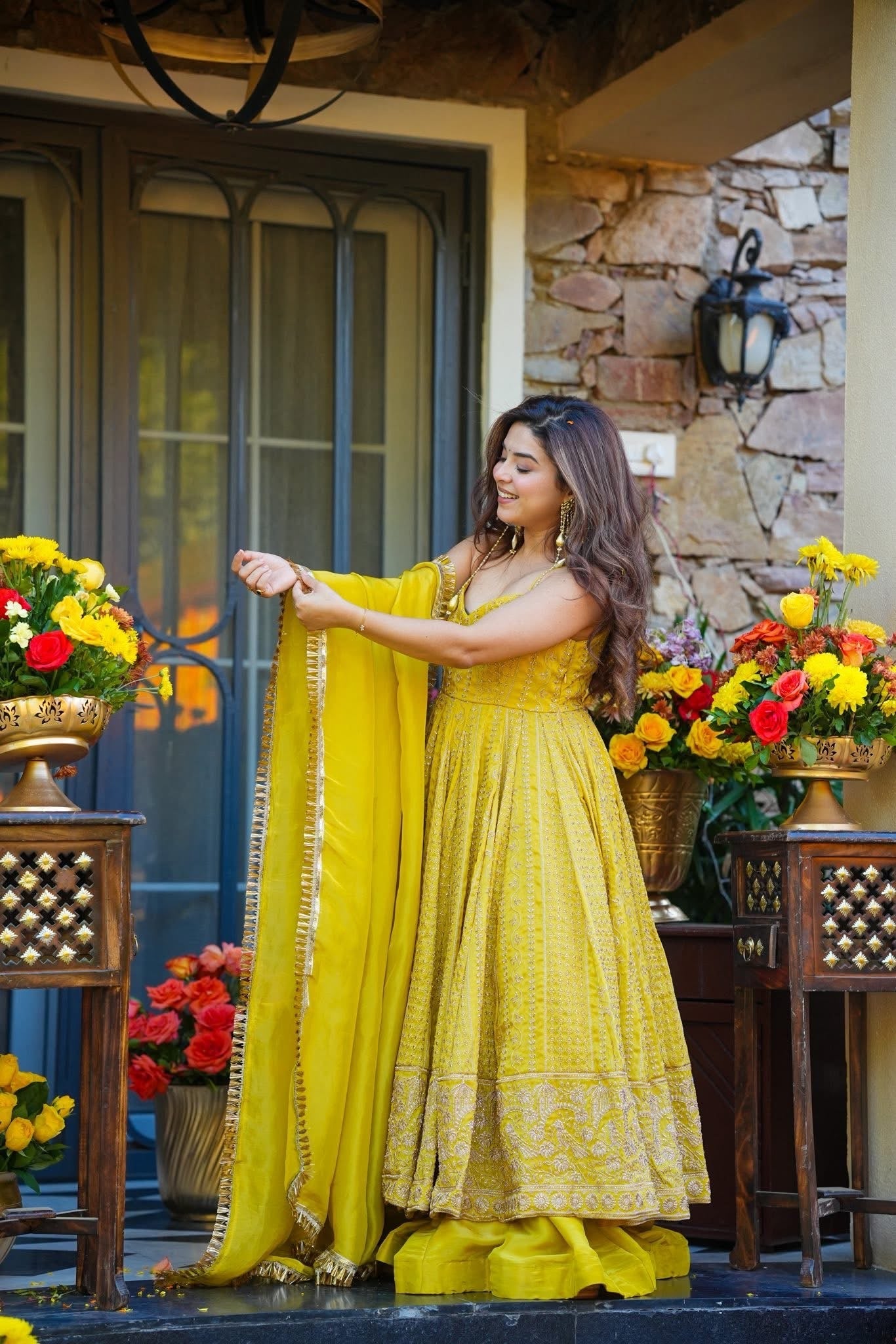 Royal Yellow Embroidered Anarkali Gown