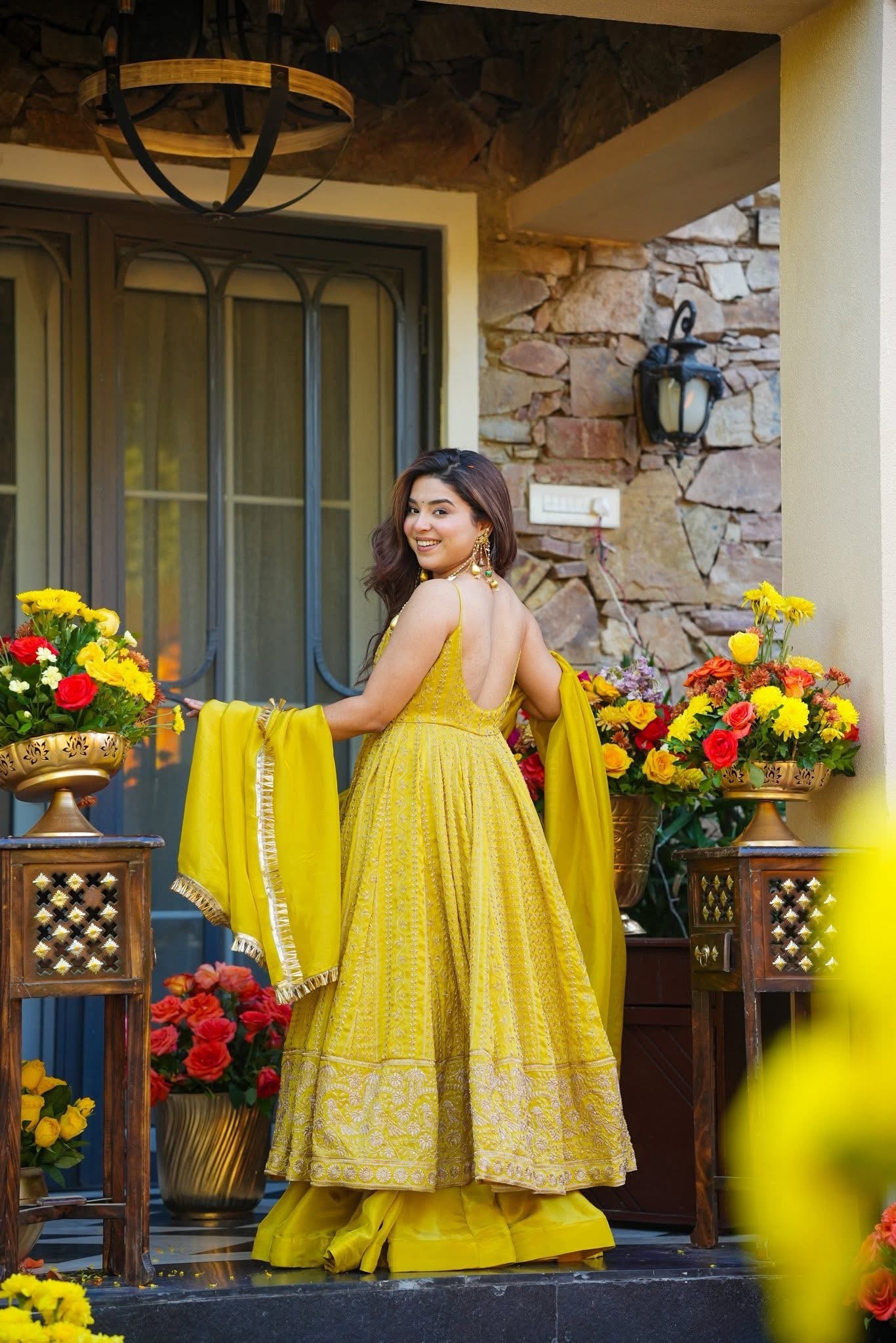 Royal Yellow Embroidered Anarkali Gown