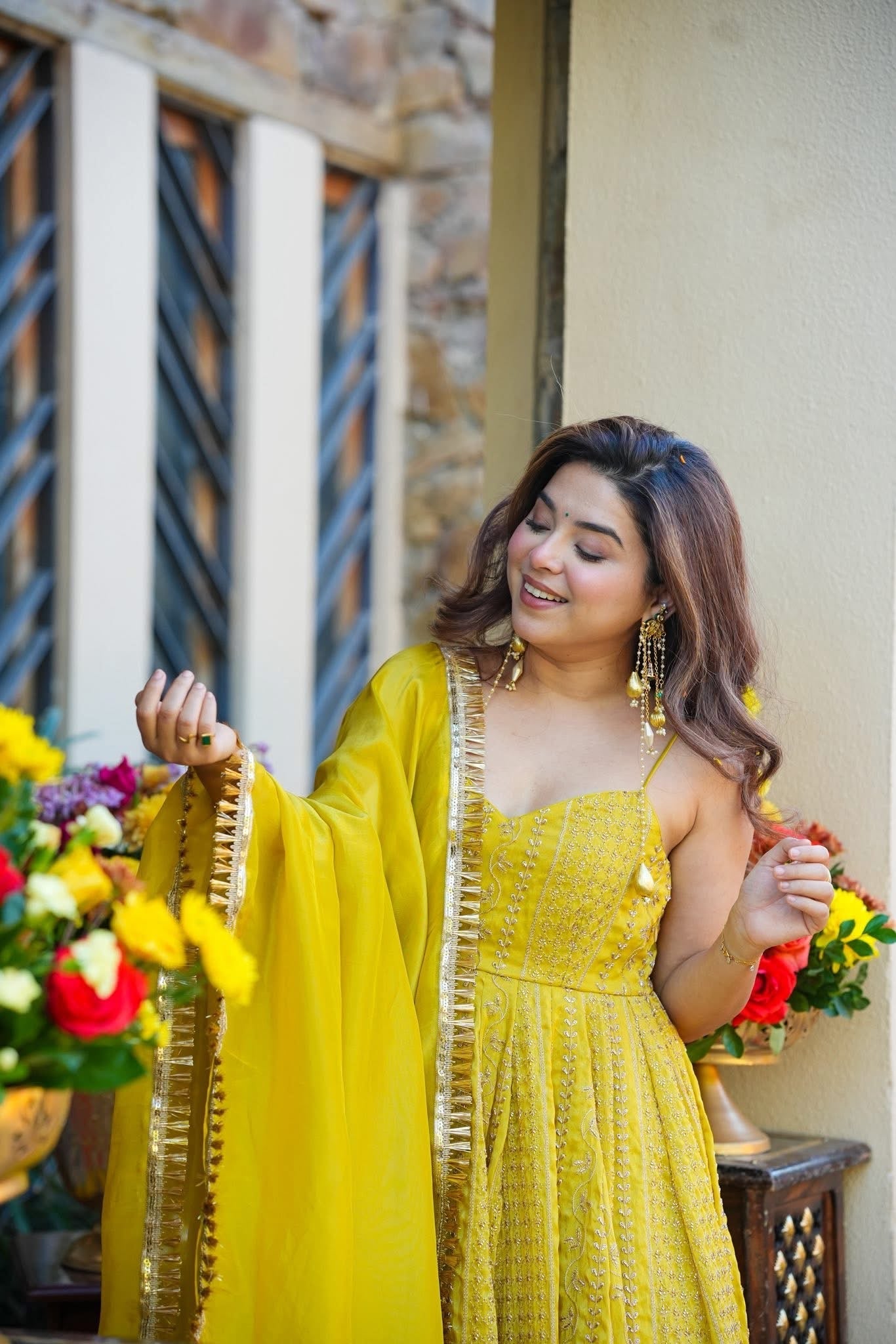 Royal Yellow Embroidered Anarkali Gown