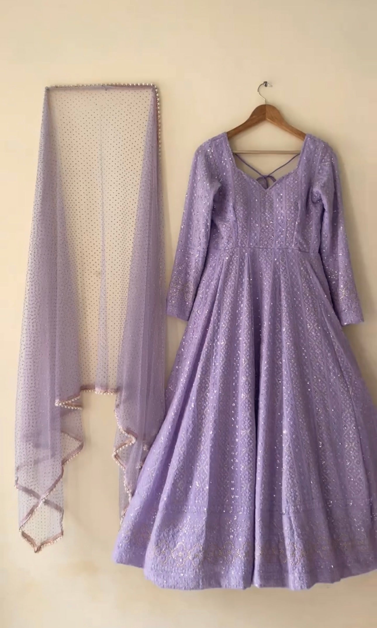 Royal Lavender Embroidered Anarkali Gown