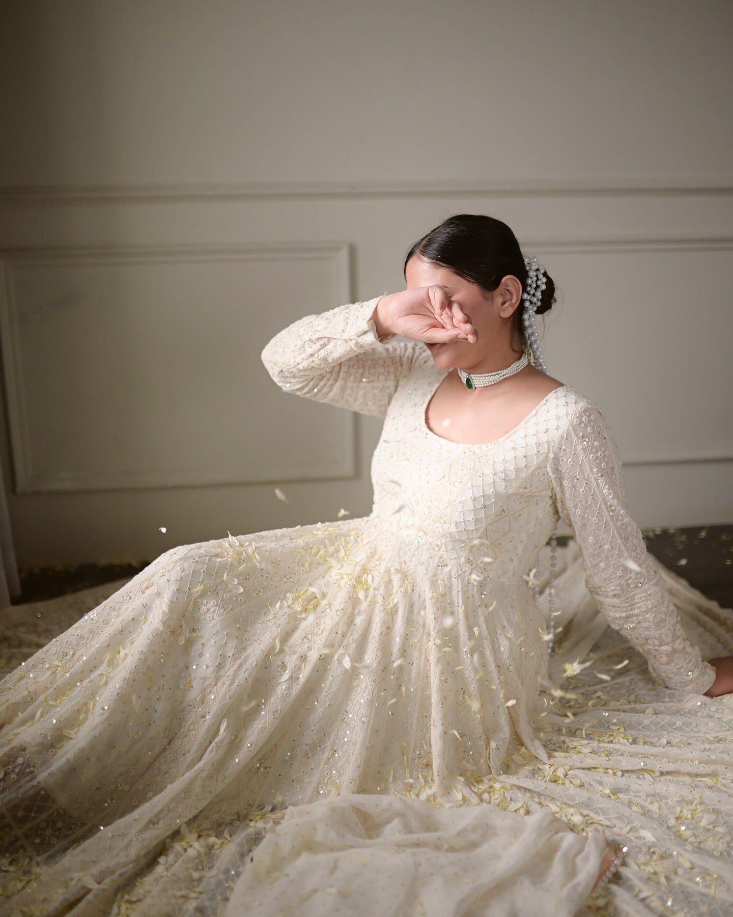 Premium White Floor-Length Anarkali Gown