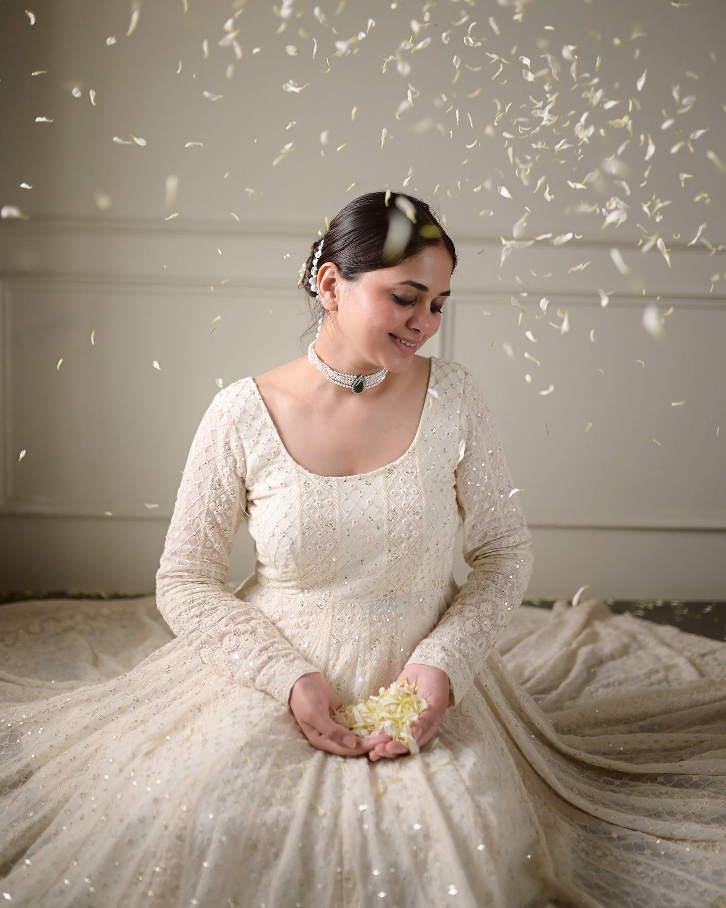 Premium White Floor-Length Anarkali Gown