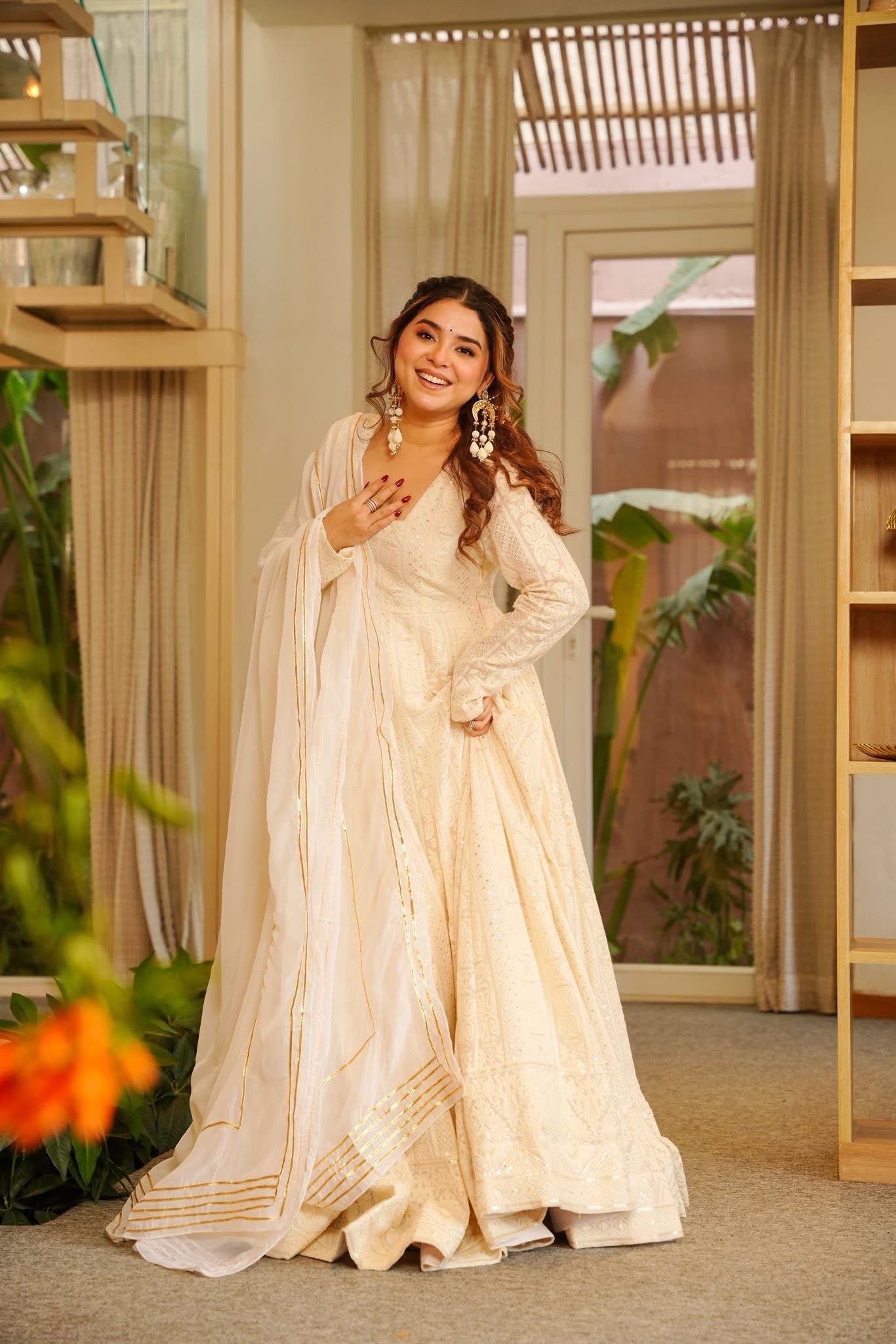 Luxury White Wedding Wear Anarkali Dress