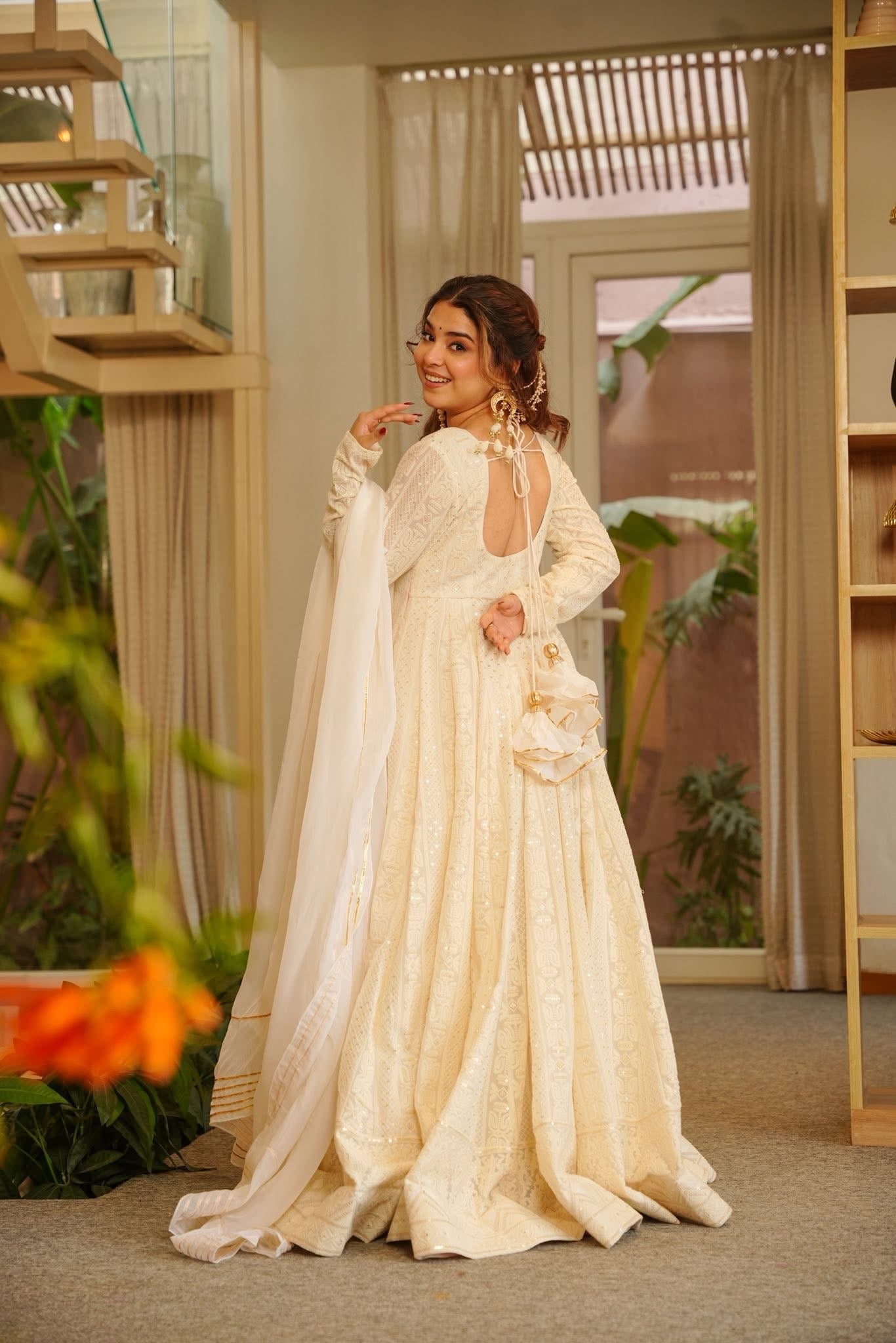 Luxury White Wedding Wear Anarkali Dress