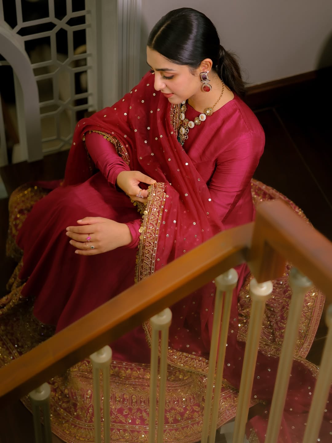 Royal Pink Embroidered Anarkali Gown